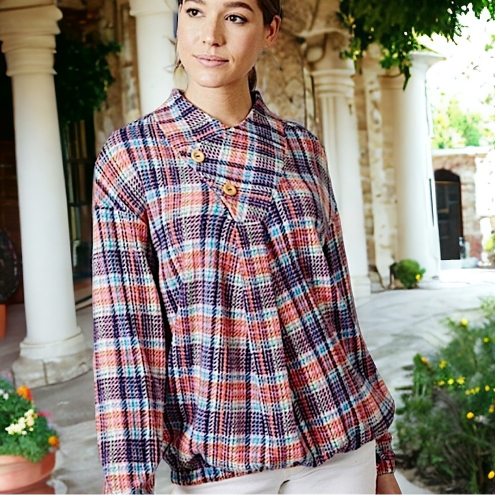 Textured Plaid Top